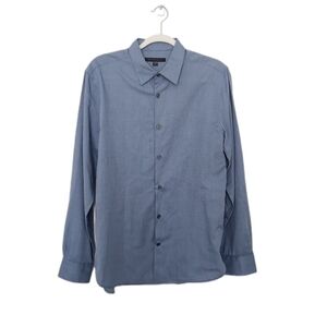 John Varvatos Mens Slim Fit Button Down Blue Dress Shirt Size Small.